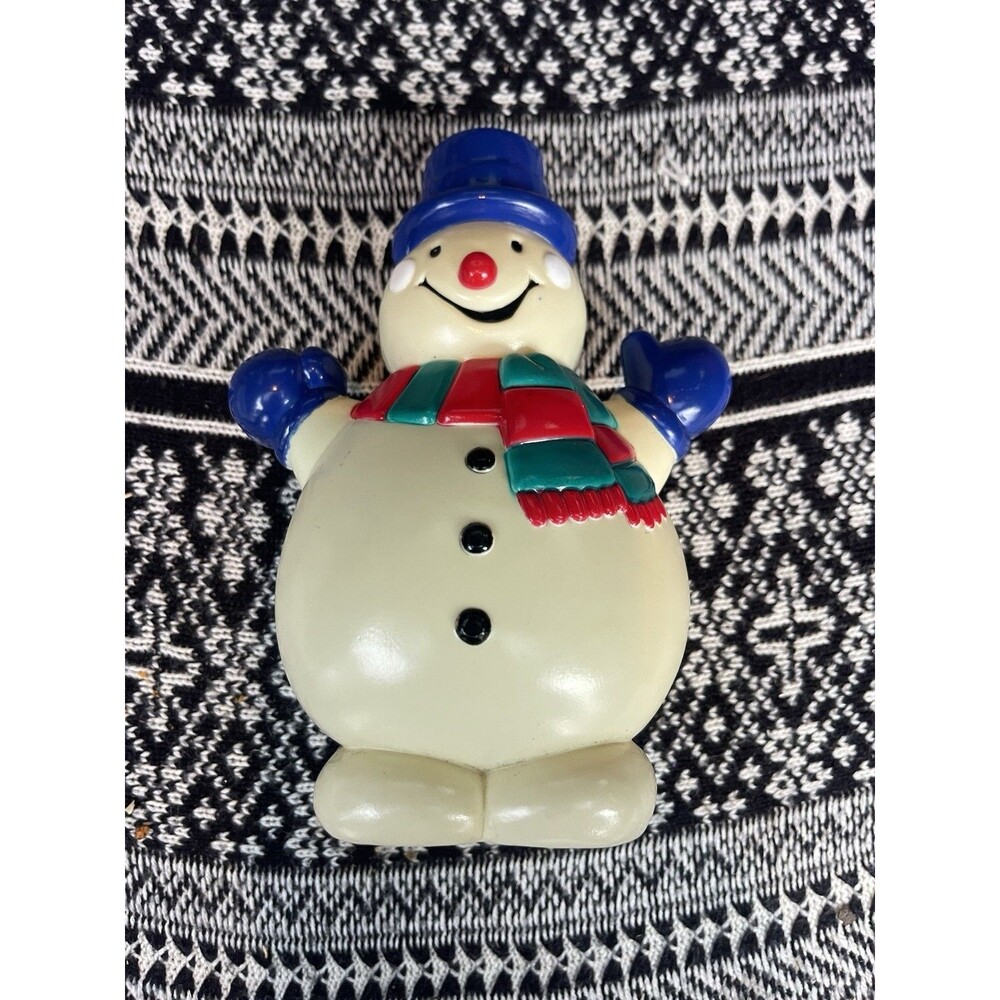 Snowman Blow Mold Christmas 8” Plastic Light Cover W/ Stake Indoor Outdoor VTG